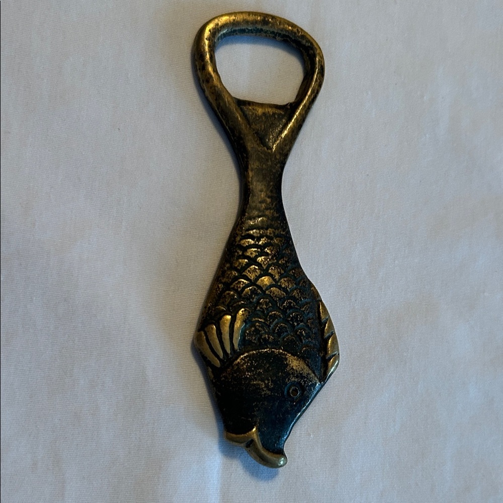 Vintage Brass Lady Fish-Shaped Bottle Opener